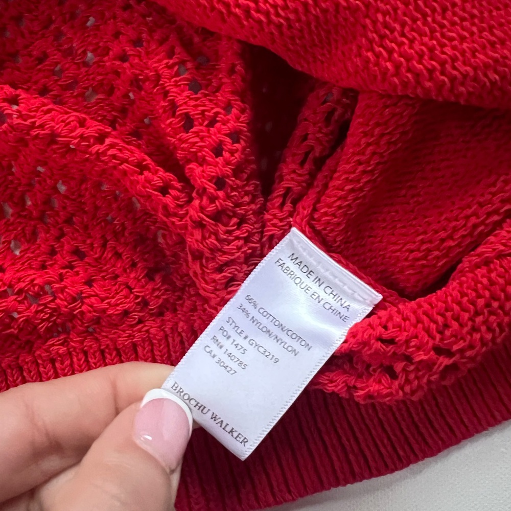 BROCHU WALKER
Vermillion Silvia Eyelet V-Neck Sweater small red - Picture 5 of 7